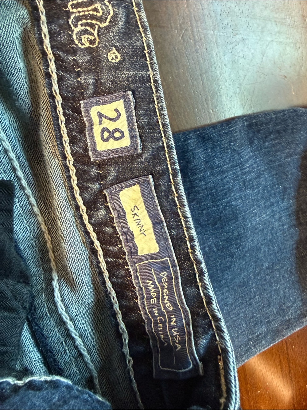 Miss Me Blue Skinny Jeans with Embroidered Wing Pocket - Picture 3 of 4
